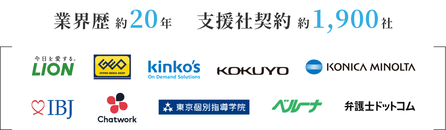 業界歴約20年　支援社契約約1,900社