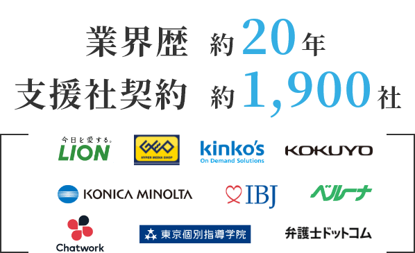 業界歴約20年　支援社契約約1,900社